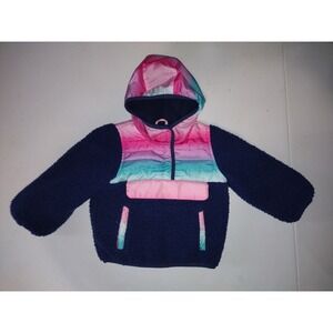 1 Madison Kids Pullover Jacket‎ 18M Hooded Sherpa Fleece Pink Blue Ombre